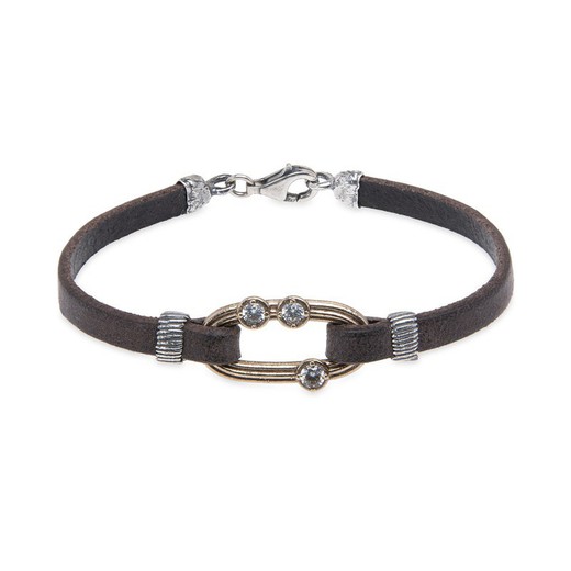 Wb X Pulsera Plata De Palo Mujer De Cuero Plano Marr N Oscuro De Mm