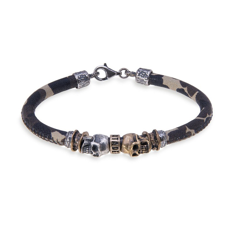 Pulsera PLATADEPALO Skull SB058X Unisex Camuflaje Dos Calaveras