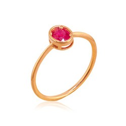 01-173873R Anillo de oro rosa con rubí ovalado — Joyeria Pont