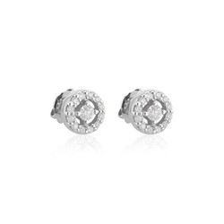 02-123428 Pendientes mujer de oro 18k con rosetón de diamantes