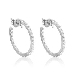 02-153737 Pendientes aros mujer de oro blanco 18k con diamantes