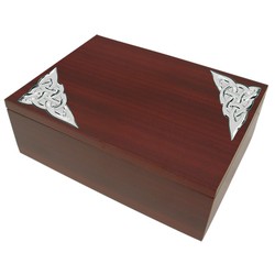 Caja joyero plata y madera Celta