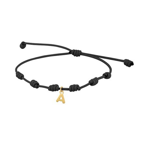 05-142247 Pulsera de macramé con inicial de oro super fina y elegante muy llevadera, muy fácil para el ajuste