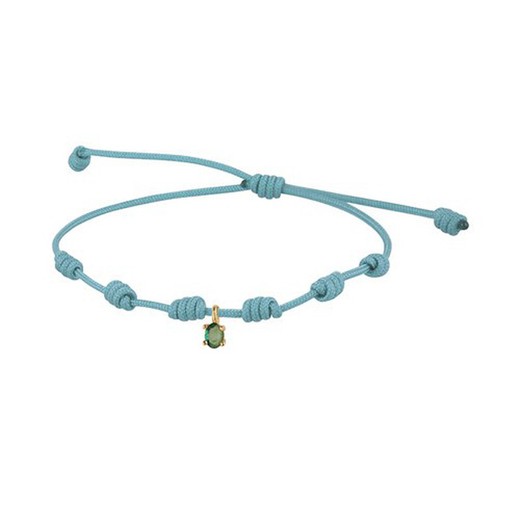 05-173337 Pulsera para mujer de macramé tres colores autoajustable con montura de oro amarillo de ley y esmeralda