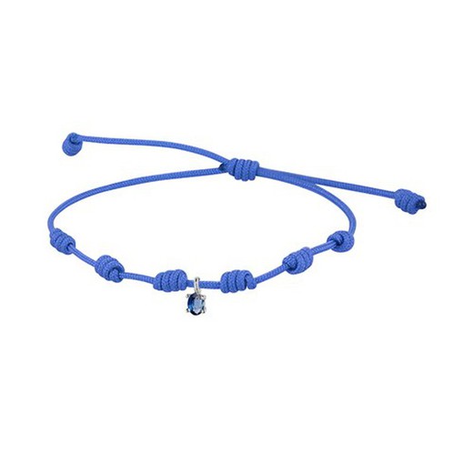 05-173337 Pulsera mujer elaborada en macramé montura de oro blanco y zafiro azul totalmente autoajustable