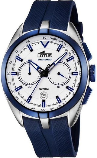 18189/1 Reloj LOTUS de hombre cronógrafo correa de caucho azul caja bicolor de acero inoxidable 316L y bisel azul con tratamiento IP