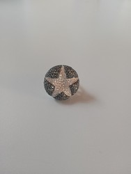 4965 Anillo plata estrella mujer de ónix y circonitas blancas