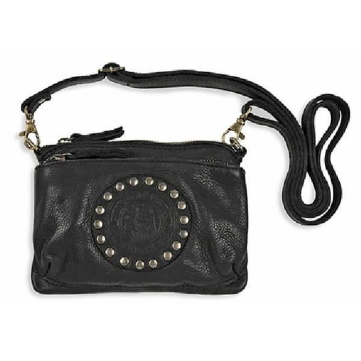 ACC84 Bolso Plata de Palo elegante piel negra con cremallera