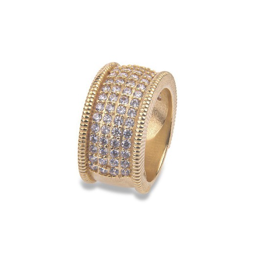 Anillo Plata de Palo mujer de bronce chapado en oro con circonitas blancas Referencia:WR104G anillo chapado en oro con un brillo deslumbrante