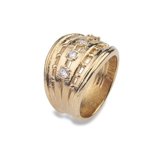 Anillo de bronce chapado en oro con circonitas blancas Referencia:WR101G  una calidad excepcional y un acabado impecable y duradero