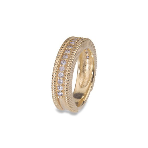 Anillo Plata de Palo mujer de bronce chapado en oro con circonitas blancas Referencia:WR108G anillo elegante y atractivo