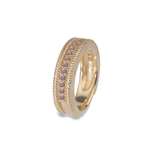 Anillo Plata de Palo mujer elegante y natural de bronce chapado en oro con circonitas marrones Referencia:WR109G impresionante y asombrosa pieza de alta joyería