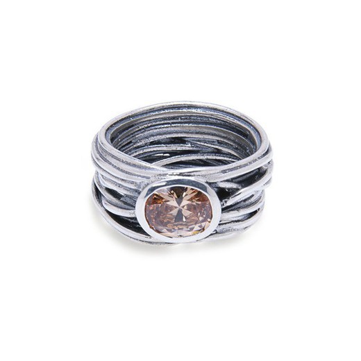 Anillo Plata de Palo FLORE para mujer WR083N citrino