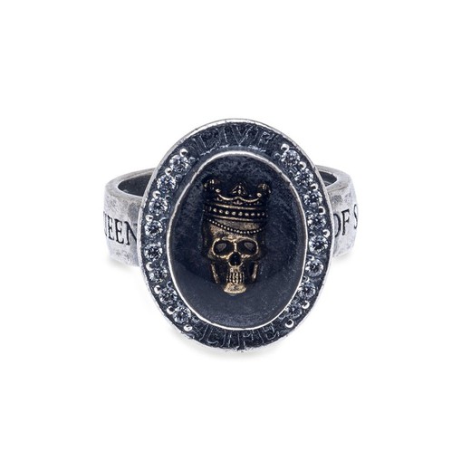 SR010A Anillo PLATA DE PALO SKUL Calavera