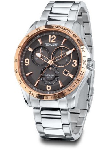 Reloj Duward de hombre colección AQUASTAR Monza Ref D95530.08 caja y pulsera de acero inoxidable 316L calendario y cronógrafo