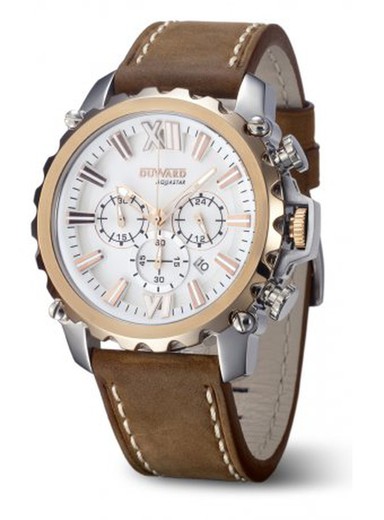 Reloj Duward de hombre bicolor AQUASTAR Niza, Ref. D85516.08 correa de piel cronógrafo sumergible 10atm (100m)