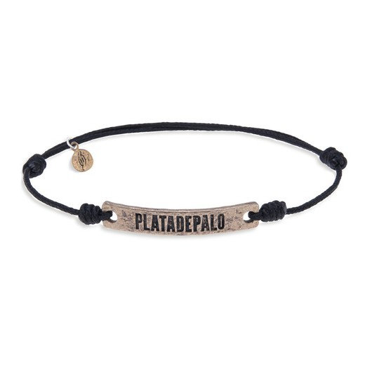 BB004N Pulsera Plata de Palo unisex de nylon y bronce con la marca grabada en la placa