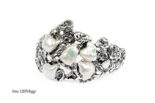 BRU1205bgp Brazalete de la bruixeta plata grande perlas