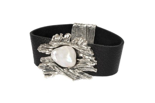 BRU1341pc Pulsera la bruixeta embellecedor central plata