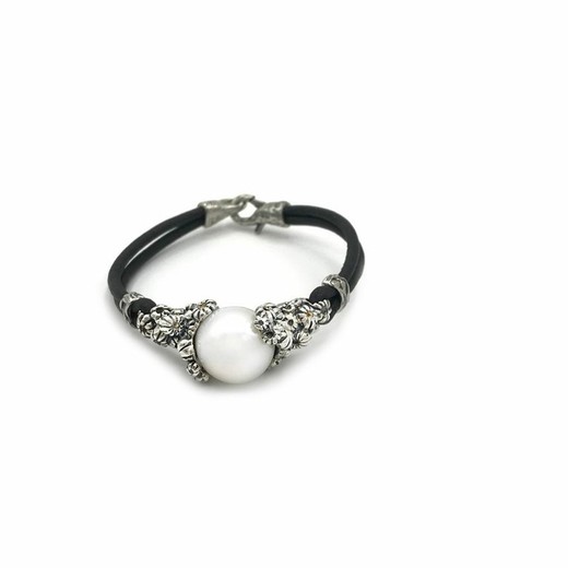 BRU1955pc Pulsera la bruixeta en plata y perla esférica blanca