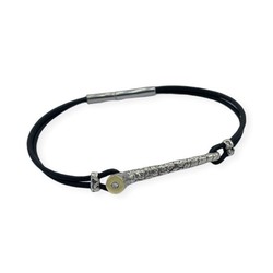 BRU2092PC Pulsera la bruixeta plata, oro, cuero natural y piedra