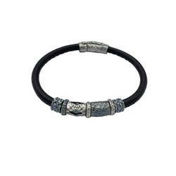 BRU2105P2 Pulsera la bruixeta para hombre de plata y caucho