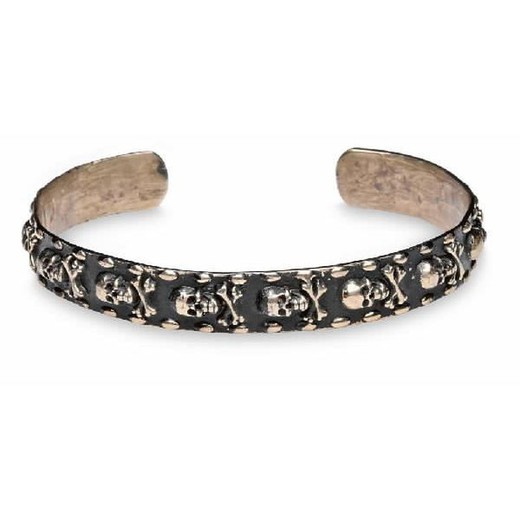 CAB33B Pulsera PLATA DE PALO unisex de bronce con calaveras