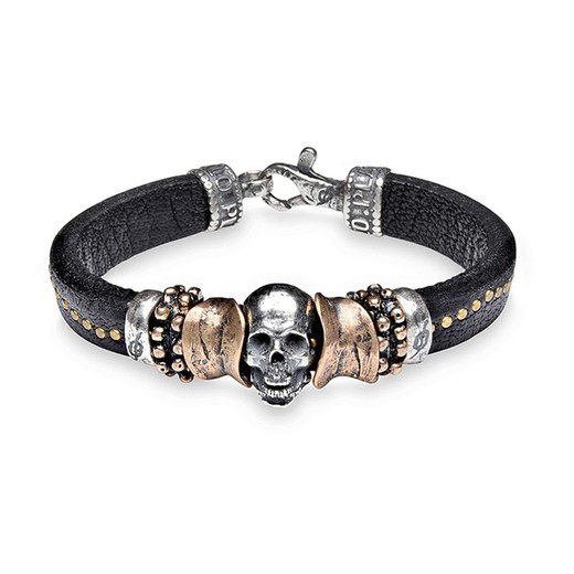 CAB37B Pulsera Plata de Palo calavera Skull