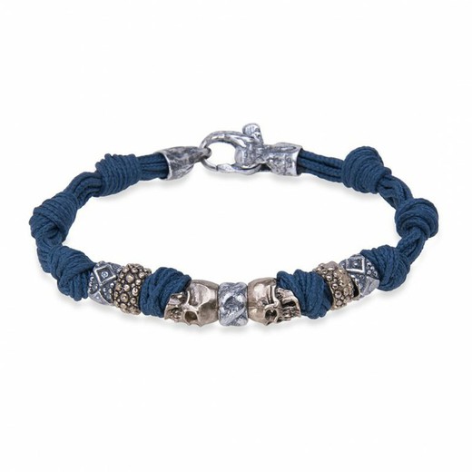 CAB81E Pulsera Plata de Palo colección Skull azul