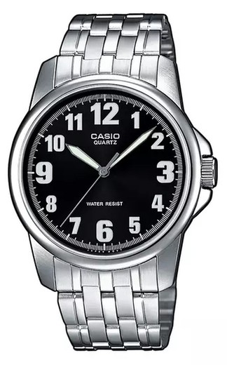 MTP1260D-1B Reloj CASIO de hombre COLLECTION esfera negro elegante números y agujas luminosos de noche