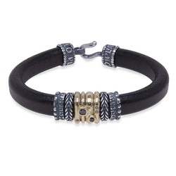 CB152B Pulsera Plata de Palo modelo MOLAN de cuero para mujer