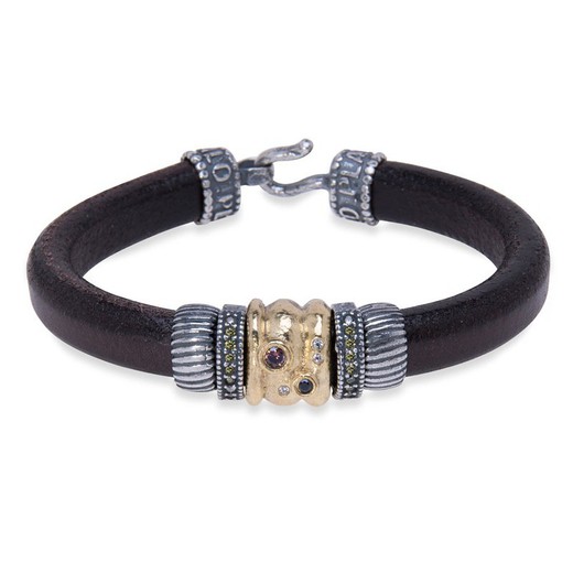 CB152C Pulsera Plata de Palo PROCIDA de cuero para mujer