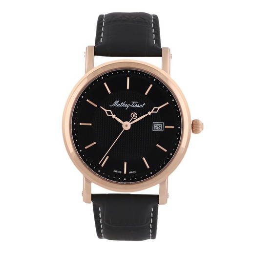 Reloj Swiss Made de hombre acero inoxidable 316L Mathey Tissot City H611251PN cristal recubierto de zafiro movimiento Ronda 505, esfera negra muy cristalina