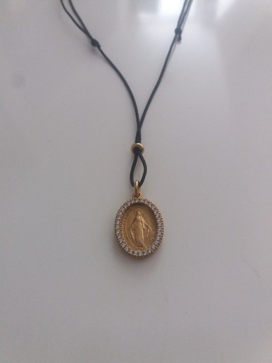 Colgante Medalla Virgen Milagrosa con circonitas