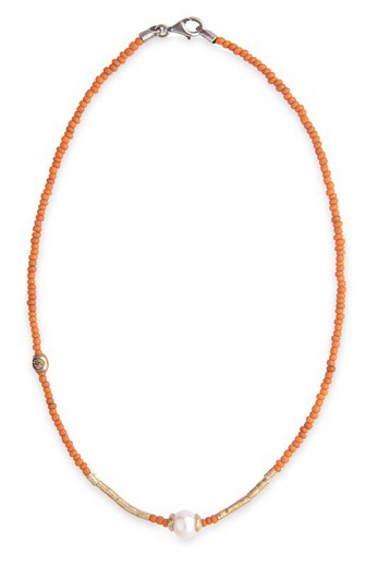 Collar Plata de Palo mujer de bolas naranja con perla Referencia:WN225O  que aporta un contraste elegante y sofisticado al cristal de Java