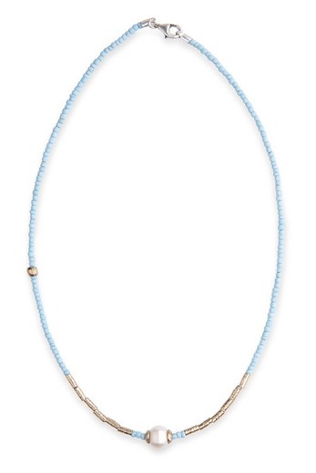 Collar Plata de Palo mujer de bolas azul con perla Referencia:WN225T que añade un toque de riqueza y finura al conjunto