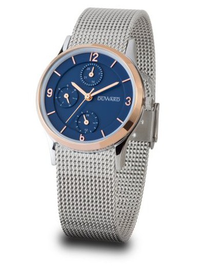 Reloj Duward mujer colección D25712.85 ELEGANCE Elegant multifunción, acero inoxidable 316L esfera azul elegante, cristal zafiro