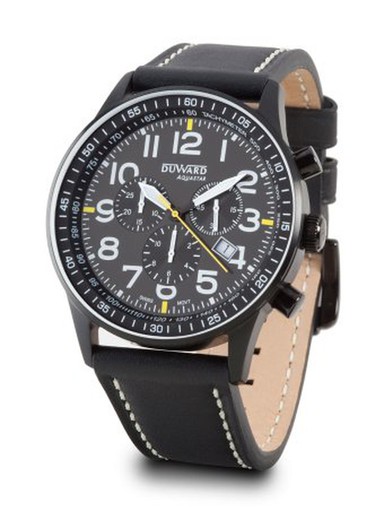 D85534.59 Reloj Duward de hombre Swiss Made AQUASTAR Menorca caja de acero 316L con tratamiento IP negro, cronógrafo y calendario