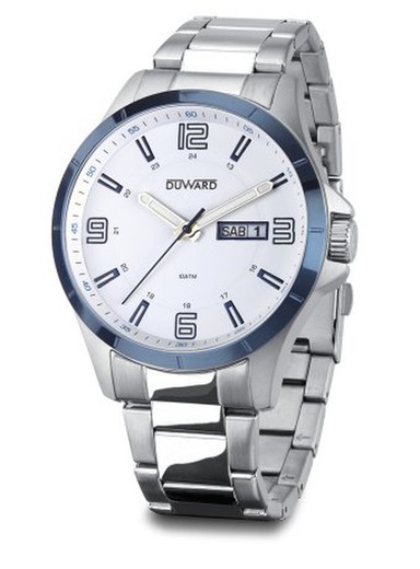 Reloj Duward hombre colección SPORT Desert D95427.01 de acero inoxidable 316L esfera con todos los números y agujas en color azul, calendario y semanario