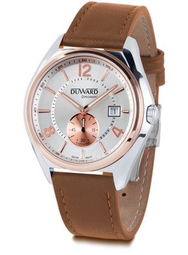 Reloj DUWARD de hombre Swiss Made colección DIPLOMATIC Castilla La Mancha Ref D85602.81 cristal zafiro caja bicolor de acero 316L y calendario