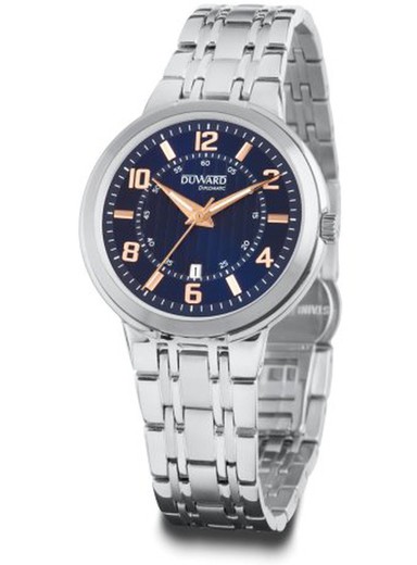 Reloj Duward de mujer serie DIPLOMATIC Dublin D25420.05 caja y correa de acero inoxidable 316L esfera azul elegante con calendario