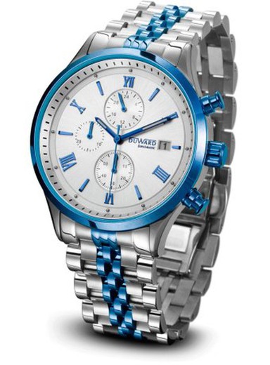 Reloj hombre Duward sport colección DIPLOMATIC Londres D95511.71 acero inoxidable 316L tratamiento en IP azul con calendario y cronógrafo