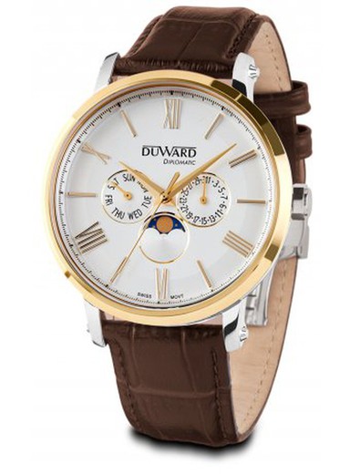 Reloj Duward hombre modelo DIPLOMATIC Navarra D85710.31 blanco correa de piel marrón