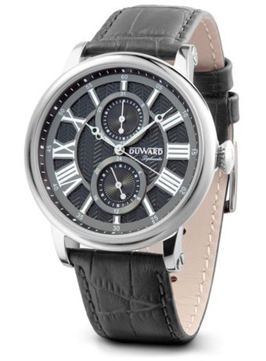 Reloj Duward de hombre colección DIPLOMATIC Roma D85703.02 con esfera negra Guilloché muy transparente y agujas Breguet