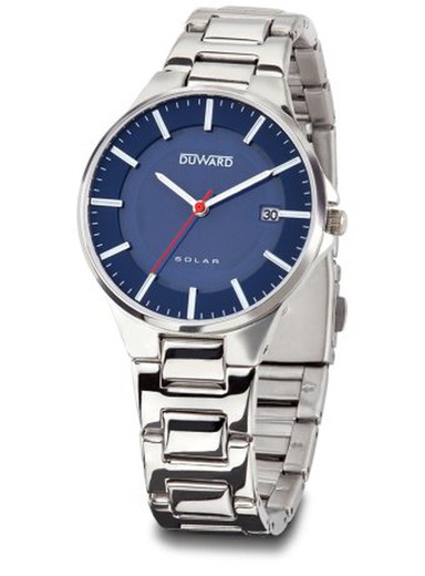 Reloj Duward mujer de carga solar esfera azul colección ELEGANCE Elegans Ref D25426.05 de acero inoxidable 316L calendario y cristal mineral acabado zafiro