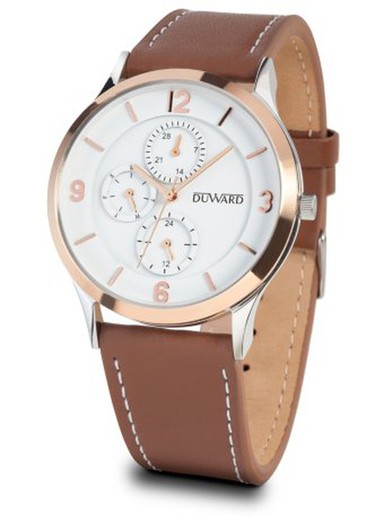 Reloj DUWARD de hombre colección ELEGANCE Elegant Ref D85702.81 caja bicolor cristal zafiro correa de piel