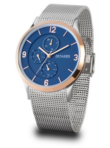 Reloj DUWARD de hombre colección ELEGANCE Elegant Ref D95706.85 multifunción esfera azul brazalete de esterilla de acero 316L