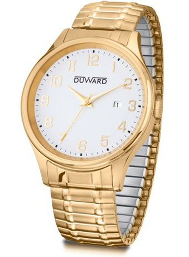 Reloj Duward hombre colección ELEGANCE Estaylis Ref D95425.11 caja y brazalete extensible dorado con tratamiento IP elegante