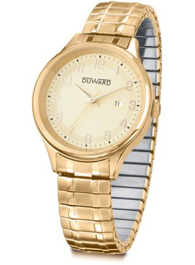 Reloj DUWARD de mujer colección ELEGANCE Estaylis D25425.10 acero inoxidable 316L dorado con tratamiento IP correa extensible y calendario