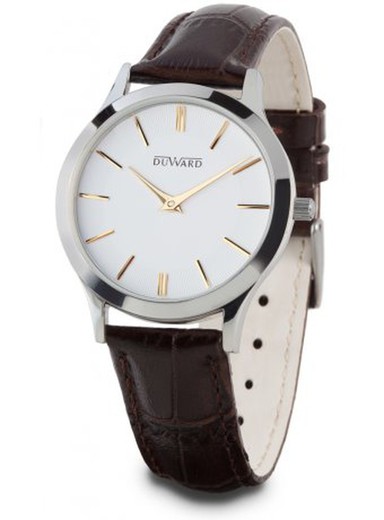 Reloj Duward mujer modelo Elegance Mtindo D15103.01 blanco correa de piel marrón